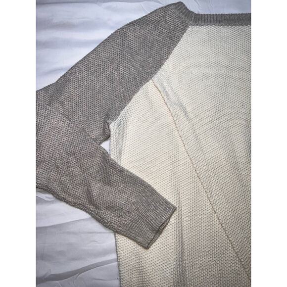 Madewell Province Sweater Womens Size S Cream/ Gray 2-tone Open Back Waffle Knit - Picture 11 of 14